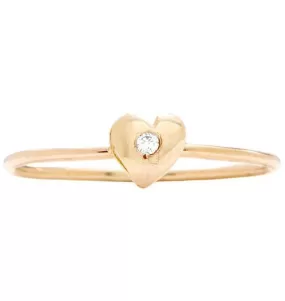 Baby Heart Stacking Ring With Diamond