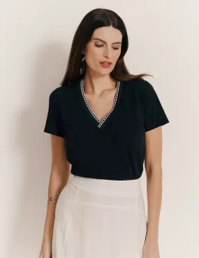 BLUSA UNIQUE CHIC PRETA BARBARA MALHA