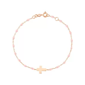 Child Cross Charm Classic Gigi Baby Pink bracelet, Rose Gold, 5.9"