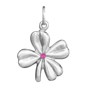 Clover Flower Charm With Pink Sapphire