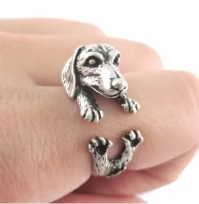 Dachshund Dog Ring; Animal Wrap Ring; Puppy Dog Ring; Adjustable Puppy Dog Ring