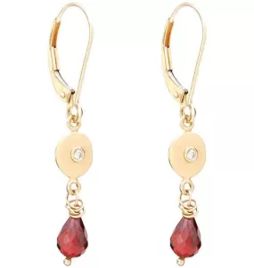 Dangle Disk Earrings With Diamond And Garnet