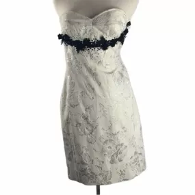 DerekLamCream Brocade Strapless Dress with beads