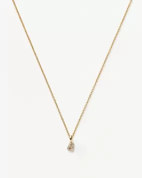 Fine Diamond Initial Mini Pendant Necklace - B | 14k Solid Yellow Gold Plated/Diamond