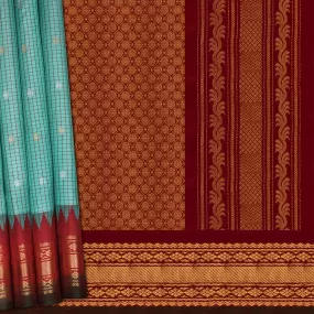 Handwoven Blue with Maroon Gadwal Silk Saree - 2031T010266DSC