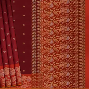 Handwoven Maroon with Orange Soft Silk Saree - 1756T009268DSC