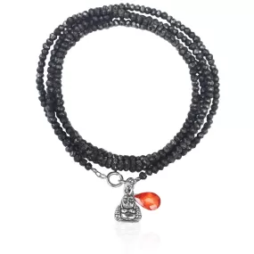 Happiness Wrap Bracelet with Buddha and Carnelian