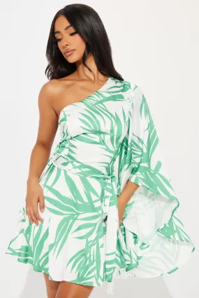 Hikari Satin Micro Mini Dress - Green/combo