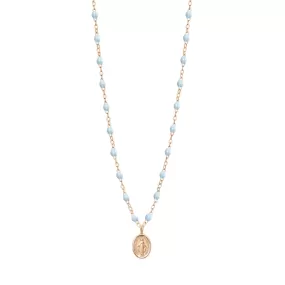 Madone Charm Classic Gigi Baby Blue necklace, Rose Gold, 16.5"