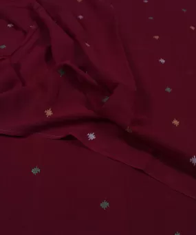 Maroon handwoven jamdani cotton fabric