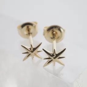 Mini Starburst Studs, 14k Gold