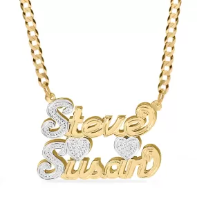 Solid Gold Double Plated Name Necklace - Couples