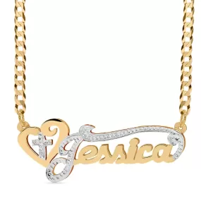 Solid Gold Double Plated Nameplate Necklace Jessica