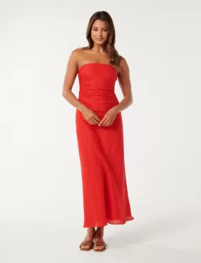 Stephanie Linen Strapless Midi Dress