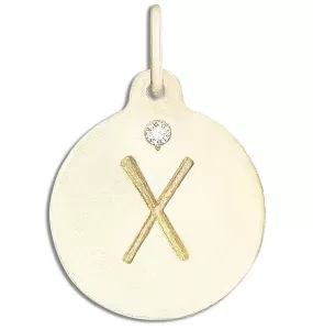 X Alphabet Charm With Diamond